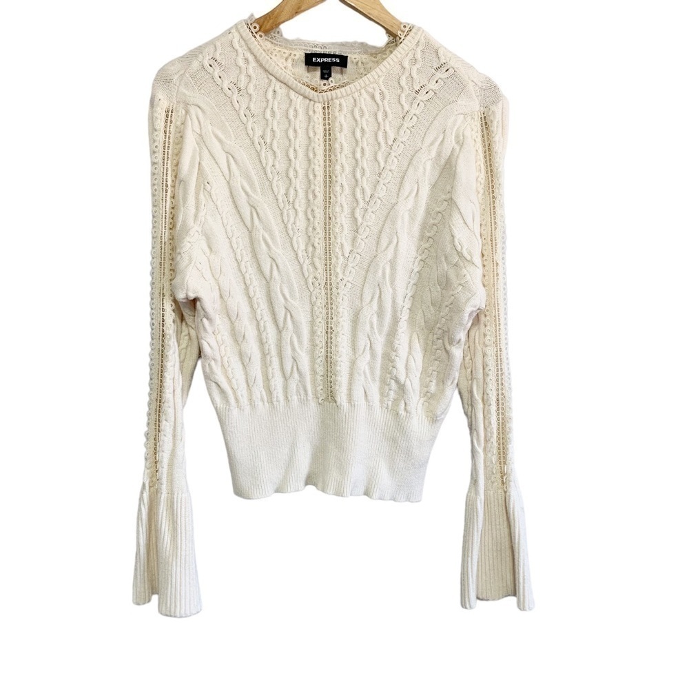 Express Cable Knit Sweater with Crochet Detailing Size S